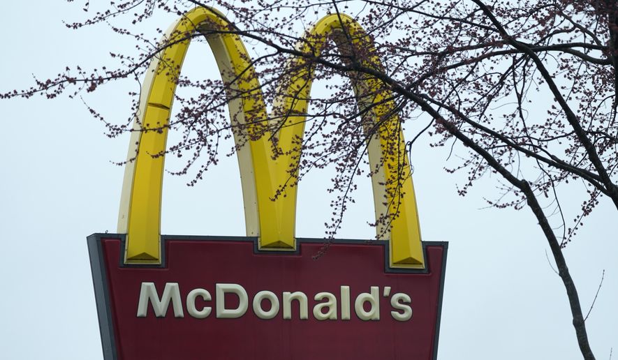 A McDonald's sign is seen, March 14, 2024, in Wheeling, Ill. McDonald’s is fighting back against viral tweets and media reports that it says have exaggerated its price increases. (AP Photo/Nam Y. Huh, File)