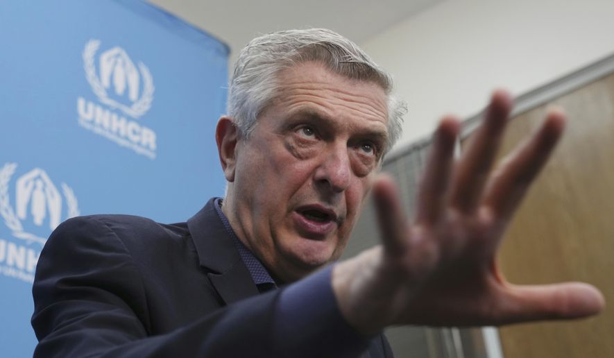 United Nations High Commissioner for Refugees (UNHCR) chief Filippo Grandi speaks to The Associated Press in Nairobi, Kenya on Feb. 5, 2024. The number of people fleeing their homes because of war, violence and persecution has reached 114 million and is heading higher because of the failure of the world’s nations to tackle the causes and get combatants to comply with international law, the U.N. refugee chief said Thursday, May 30, 2024. (AP Photo/Brian Inganga, File)