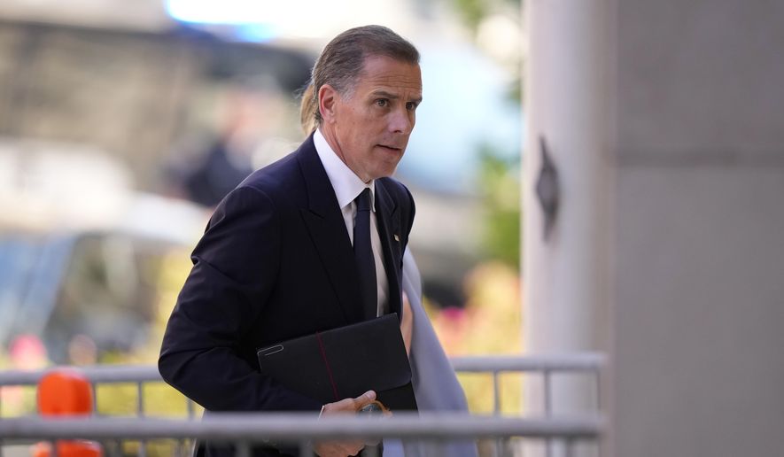 Hunter Biden arrives at federal court, Tuesday, June 4, 2024, in Wilmington, Del. (AP Photo/Matt Slocum)