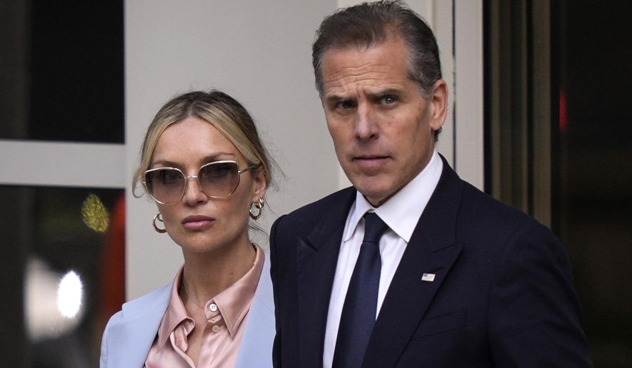 Hunter Biden, accompanied by his wife, Melissa Cohen Biden, departs from federal court, Tuesday, June 4, 2024, in Wilmington, Del. (AP Photo/Matt Rourke)