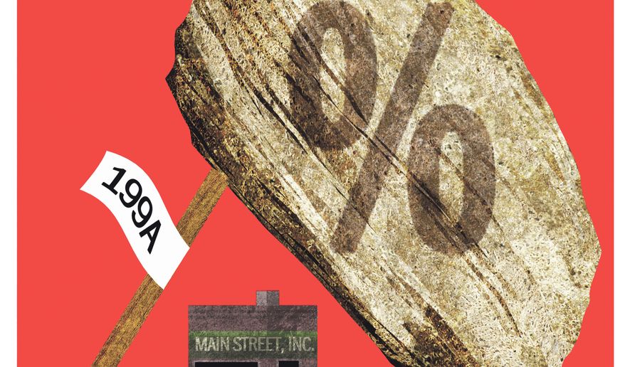Small businesses and tax code Section 199A illustration by Alexander Hunter/The Washington Times