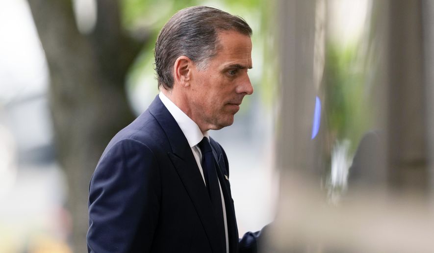 Hunter Biden arrives at federal court, Wednesday, June 5, 2024, in Wilmington, Del. (AP Photo/Matt Slocum)