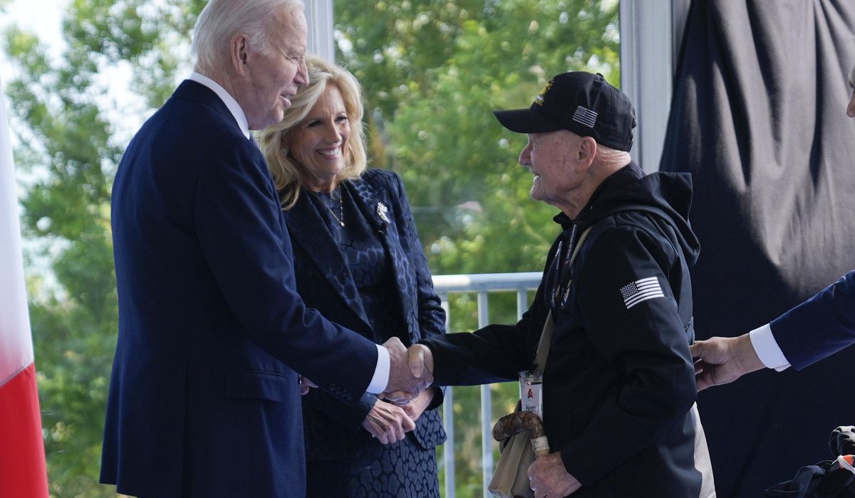 NextImg:WATCH: President Biden greets WWII veterans at D-Day ceremony