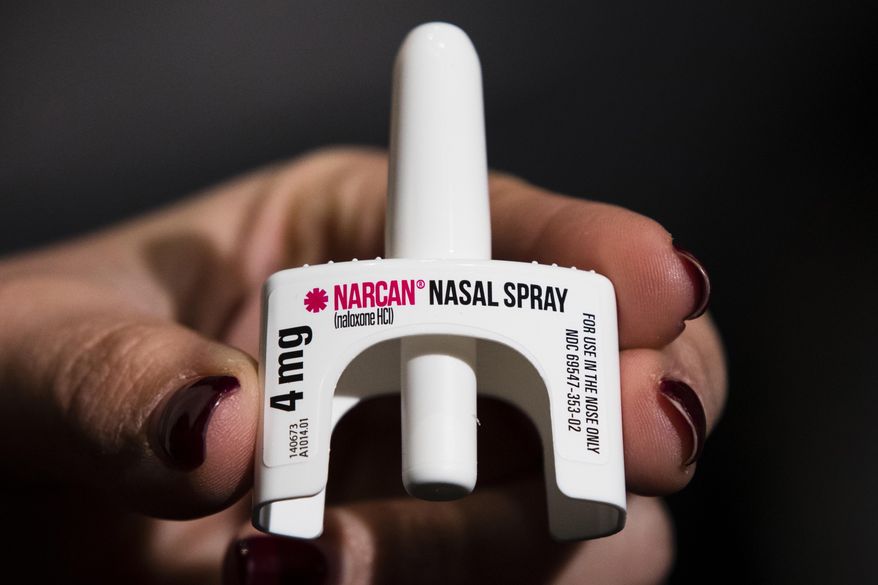 The overdose-reversal drug Narcan is displayed during training for employees of the Public Health Management Corporation (PHMC), Dec. 4, 2018, in Philadelphia. Drug overdose deaths in Kentucky fell nearly 10% in 2023, marking a second straight decline in the fight against an addiction epidemic that's far from over, Gov. Andy Beshear said Thursday. (AP Photo/Matt Rourke, File)