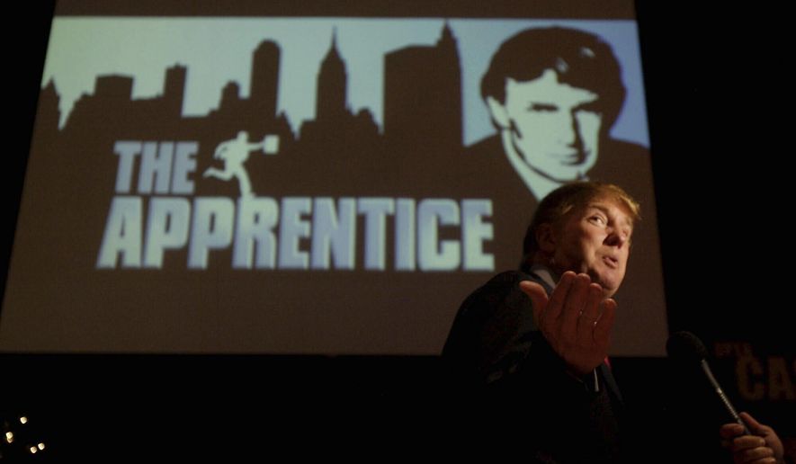 FILE - Donald Trump, seeking contestants for "The Apprentice" television show, is interviewed at Universal Studios Hollywood Friday, July 9, 2004, in the Universal City section of Los Angeles. Trump was casting for "The Apprentice" the third season. A producer's new account of Trump's behavior on "The Apprentice" is resurfacing allegations about whether he mistreated Black people who appeared on the show. (AP Photo/Ric Francis, File)