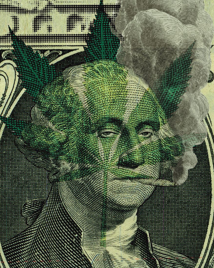 Cannabis (marijuana) industry about money illustration by Linas Garsys / The Washington Times