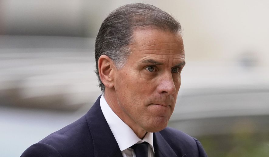 Hunter Biden arrives at federal court, June 6, 2024, in Wilmington, Del. The criminal trial of President Joe Biden's son heads into the pivotal final stretch Monday, June 11, as the defense argues prosecutors have failed to prove their federal gun case against Hunter Biden. (AP Photo/Matt Slocum, File)