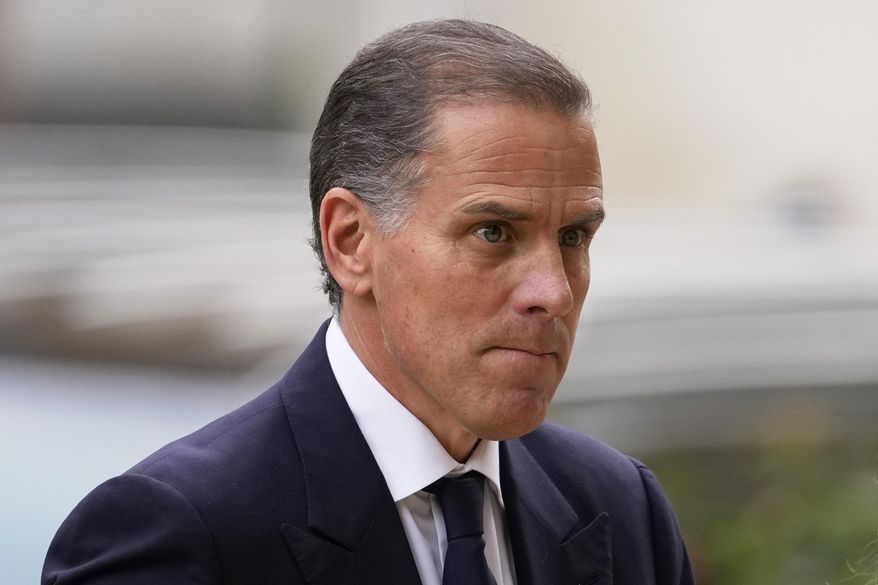 Hunter Biden arrives at federal court, June 6, 2024, in Wilmington, Del. The criminal trial of President Joe Biden's son heads into the pivotal final stretch Monday, June 11, as the defense argues prosecutors have failed to prove their federal gun case against Hunter Biden. (AP Photo/Matt Slocum, File)