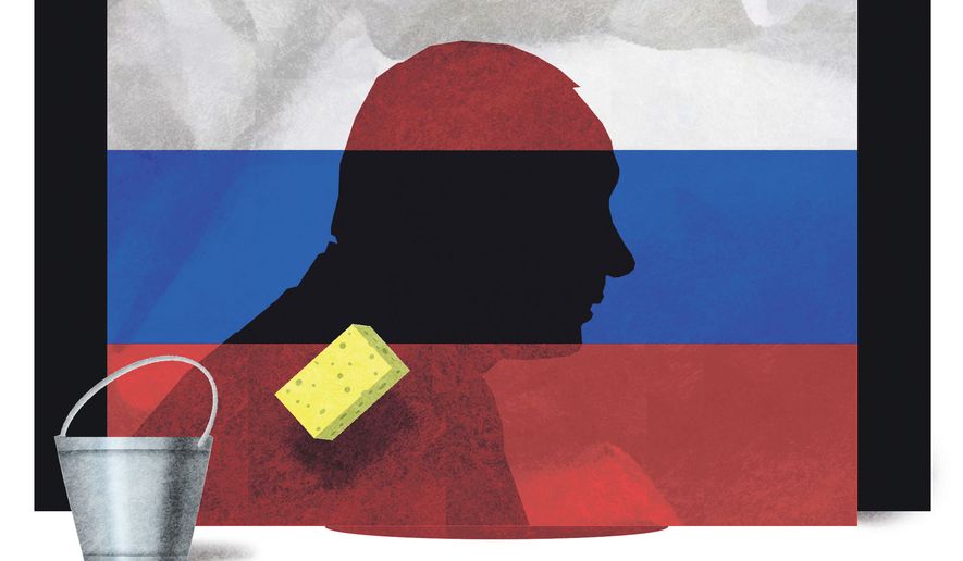 Vladimir Putin and the Russian people illustration by Alexander Hunter/The Washington Times