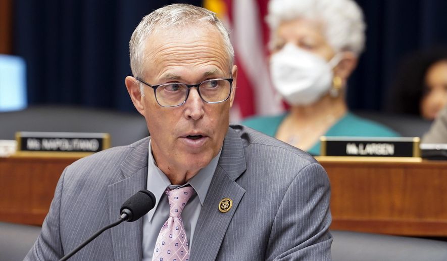 FILE - Rep. Jared Huffman, D-Calif., speaks as the House Committee on Transportation and Infrastructure works to advance the Water Resources Development Act of 2022, on Capitol Hill in Washington, May 18, 2022. A group of House Democrats is warning about the far-right Project 2025 agenda for a Trump White House. The Stop Project 2025 Task Force is announced by Huffman. (AP Photo/Mariam Zuhaib, File)