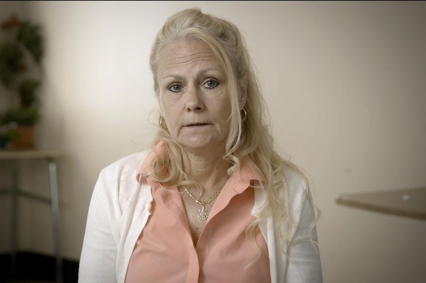 In a image taken from May 1, 2024 video, provided by Hard Working Movies, Pamela Smart makes a statement at Bedford Hills Correctional Facility in Bedford Hills, N.Y. Smart, who is serving life in prison for plotting with her teenage student to have her husband killed in 1990, accepted full responsibility for his death for the first time in a videotaped statement released Tuesday, June 11, 2024, as part of her latest sentence reduction request. (Hard Working Movies via AP)