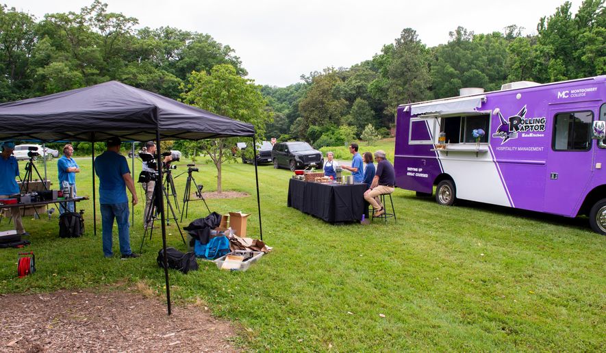 The Agricultural Research Service of the U.S. Department of Agriculture records an episode of its streaming series "Cooking With Science" in the National Arboretum on Wednesday, June 5, 2024. (Photo by Brady Patton/Montgomery College)