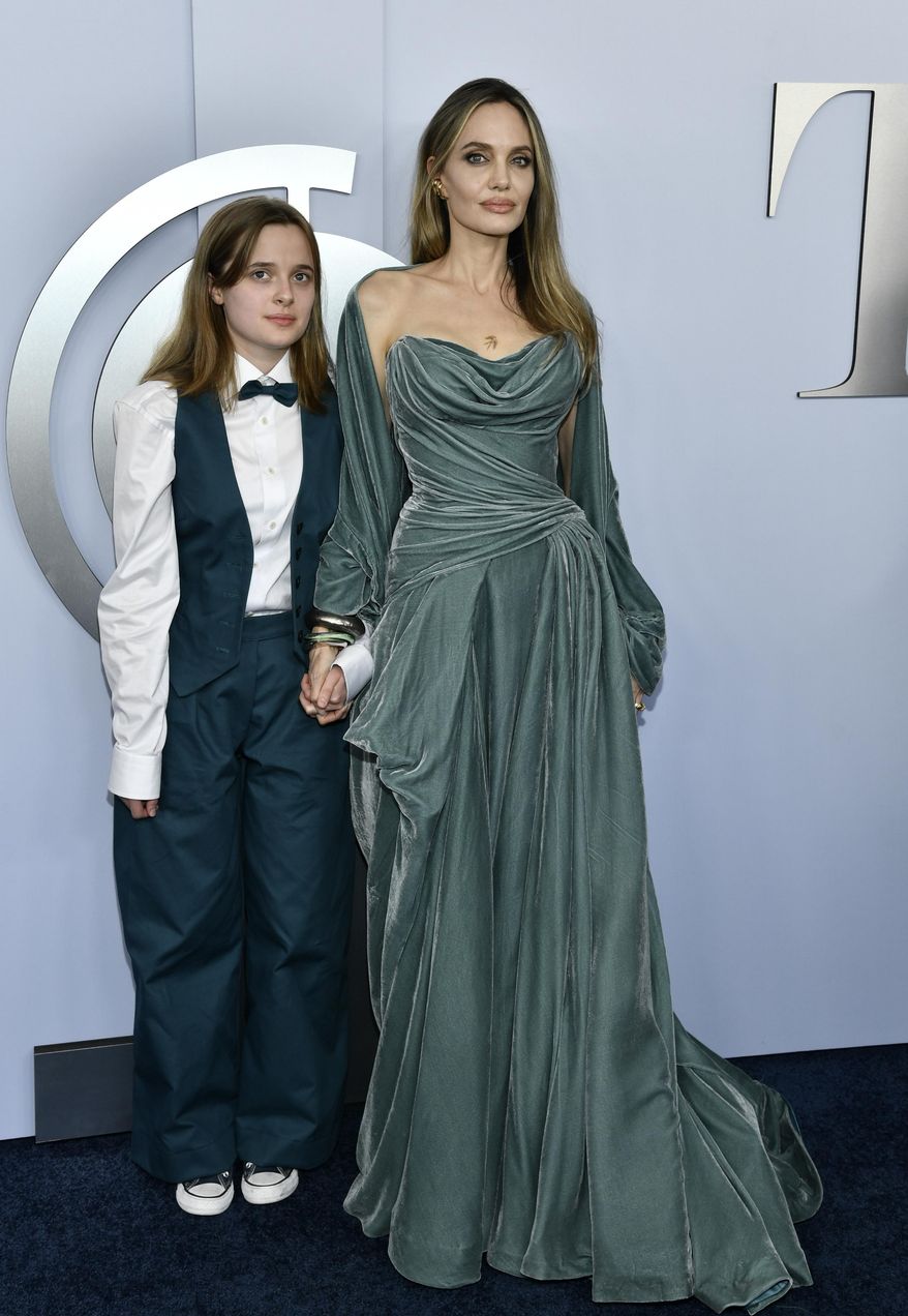 Vivienne Jolie-Pitt, left, and Angelina Jolie arrive at the 77th Tony Awards on Sunday, June 16, 2024, in New York. (Photo by Evan Agostini/Invision/AP) ** FILE **
