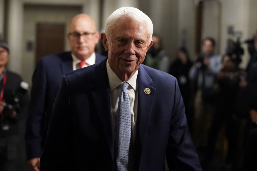 Rep. Jack Bergman, R-Mich., arrives as Republicans meet to decide who to nominate to be the new House speaker, on Capitol Hill in Washington, Monday, Oct. 23, 2023. (AP Photo/Alex Brandon)
