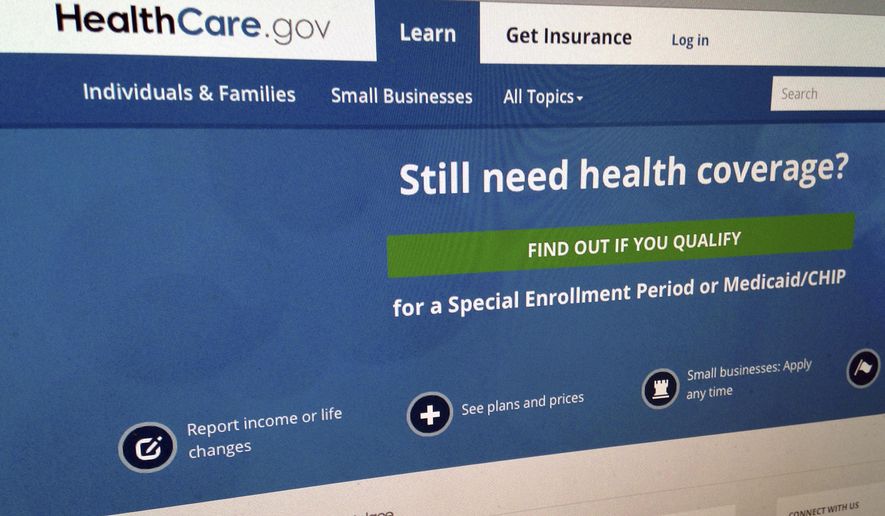 This Sept. 15, 2014, photo shows part of the HealthCare,gov Website in Washington. (AP Photo/Jon Elswick) **FILE**