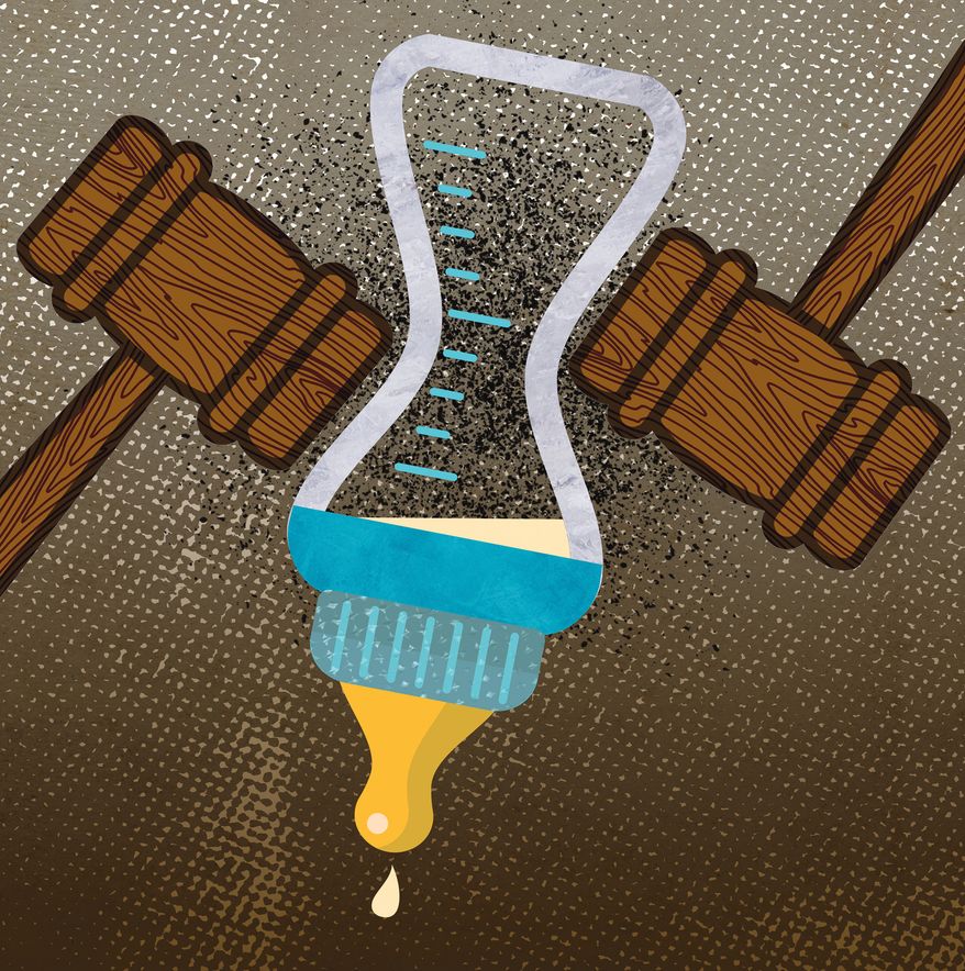 Lawsuits allege links between intestinal disease, infant formula and human milk fortifiers illustration by Alexander Hunter/ The Washington Times