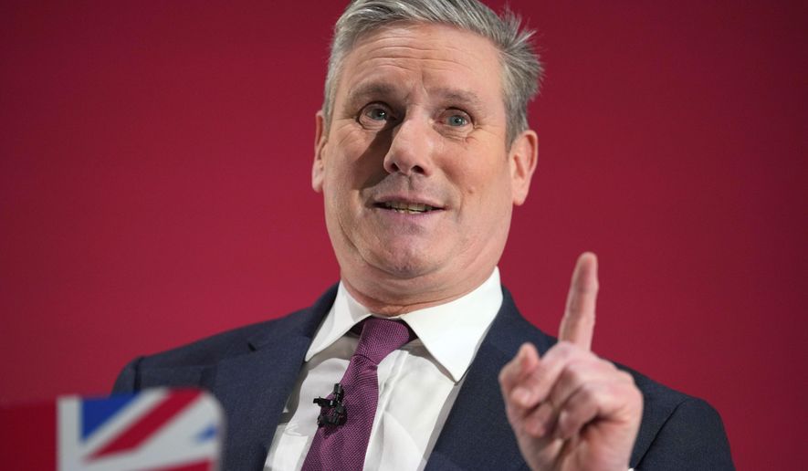 Keir Starmer, leader of Britain's opposition Labour Party, delivers a speech at a business conference in London, on Feb. 1, 2024. (AP Photo/Kirsty Wigglesworth, File)