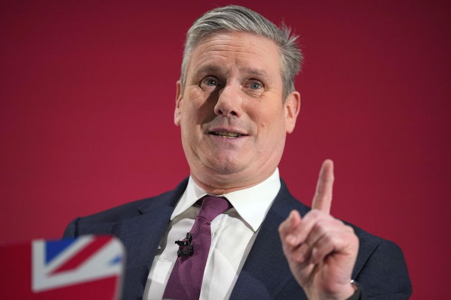 Keir Starmer, leader of Britain's opposition Labour Party, delivers a speech at a business conference in London, on Feb. 1, 2024. (AP Photo/Kirsty Wigglesworth, File)