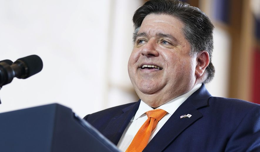 FILE - Illinois Gov. J.B. Pritzker addresses the crowd at the Old Post Office, June 28, 2023, in Chicago. On Wednesday, July 10, 2024, Pritzker signed into law measures to block what he called insurance companies' “predatory tactics to make an extra dime” by shortchanging consumers on their medical needs. (AP Photo/Evan Vucci, File)
