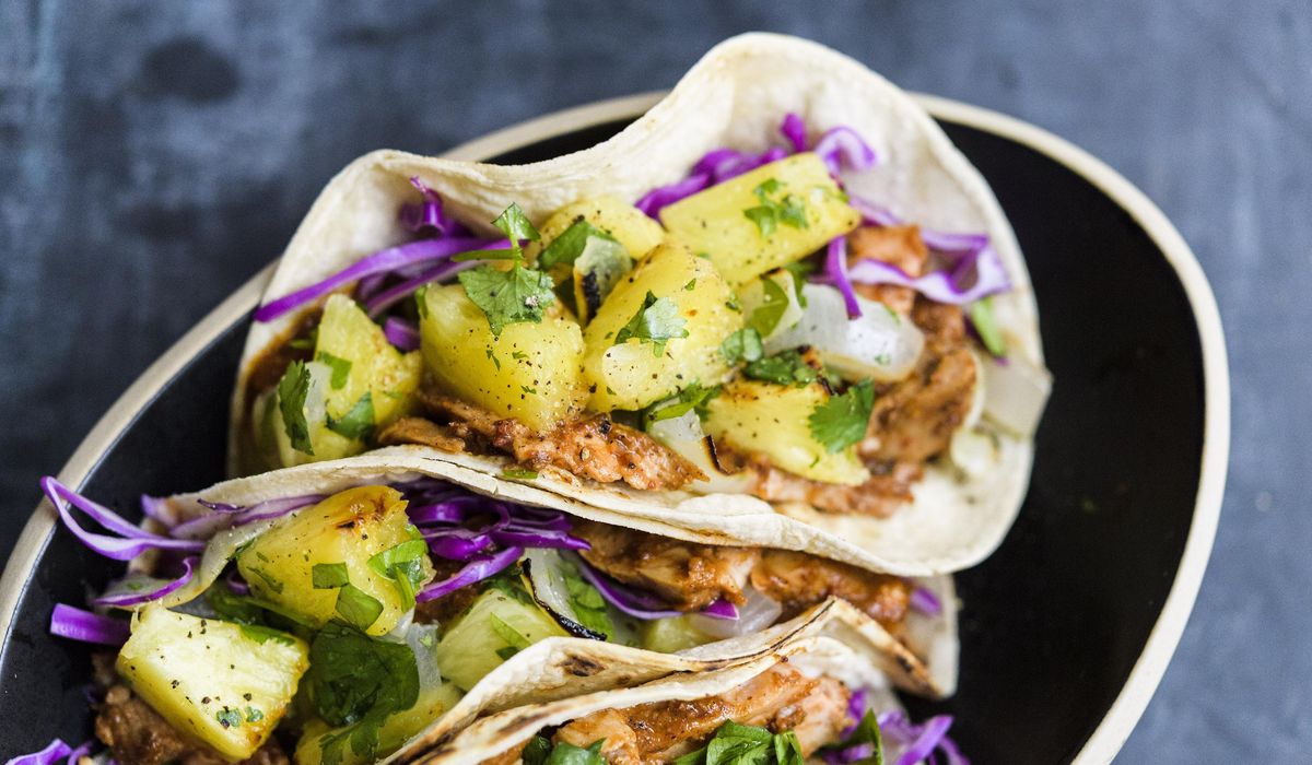 NextImg:Broiled pork tenderloin tenderized with fresh pineapple makes tacos al pastor a weeknight affair
