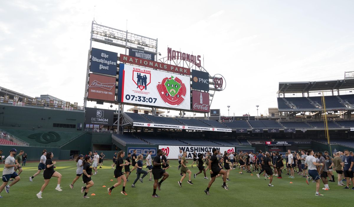 NextImg:Workouts at Nationals Park give members of the military a chance to train in a unique setting