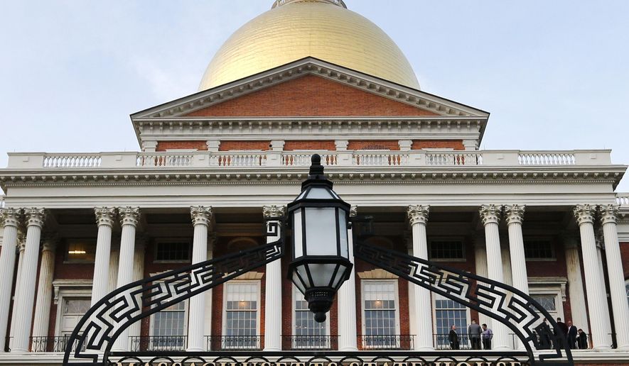 The Massachusetts Statehouse is seen, Jan. 2, 2019, in Boston. Massachusetts House lawmakers debated a bill Wednesday, July 17, 2024, aimed at boosting the state’s reliance on renewable energy. (AP Photo/Elise Amendola, File)