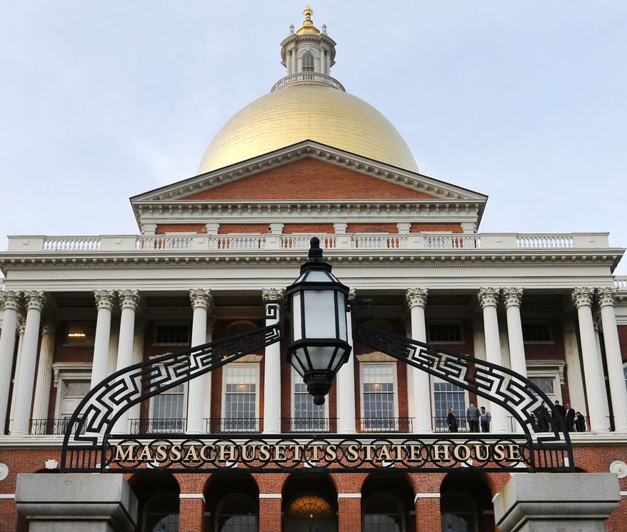 The Massachusetts Statehouse is seen, Jan. 2, 2019, in Boston. Massachusetts House lawmakers debated a bill Wednesday, July 17, 2024, aimed at boosting the state’s reliance on renewable energy. (AP Photo/Elise Amendola, File)