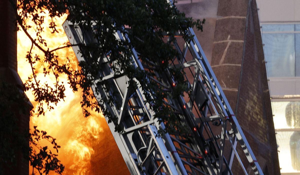 NextImg:A fire severely damages the historic First Baptist Dallas church sanctuary