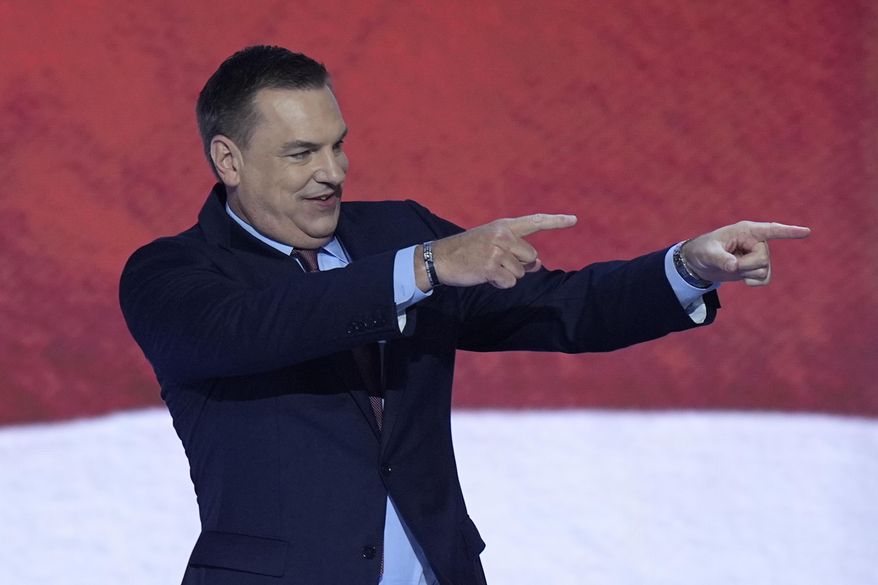 Rep. Richard Hudson, R-NC., walking on stage on the final night of the Republican National Convention on Thursday, July 18, 2024, in Milwaukee. (AP Photo/J. Scott Applewhite)