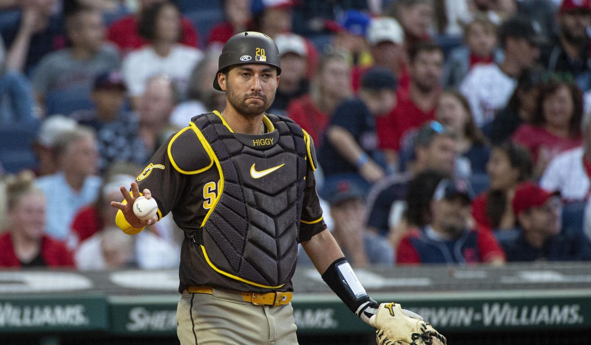 NextImg:Padres catcher Kyle Higashioka receives replica medal for grandfather’s World War II service