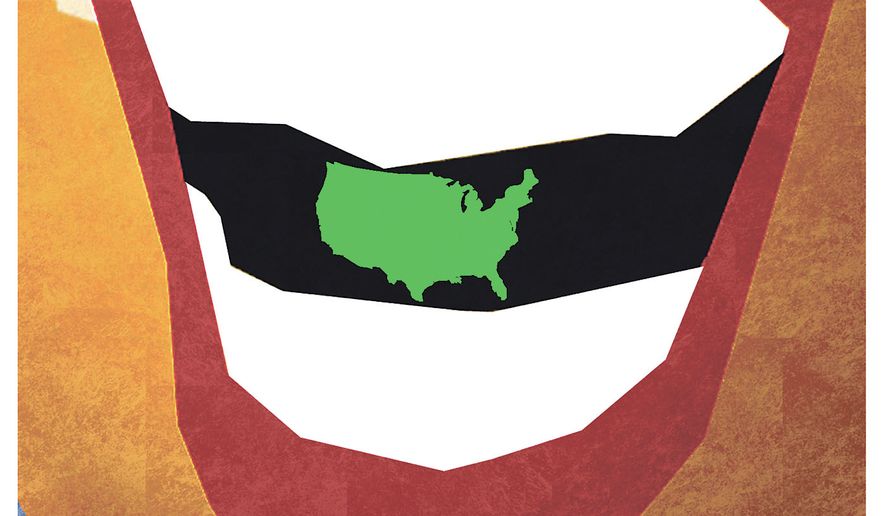 Kamals Harris' Green New Deal illustration by Alexander Hunter/The Washington Times