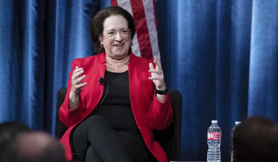 U.S. Supreme Court Justice Elena Kagan sits on a panel at the 2024 Ninth Circuit Judicial Conference in Sacramento, Calif., Thursday July 25, 2024. Kagan became the first member of the Supreme Court to call publicly for beefing up the court’s new ethics code by adding a way to enforce it. (AP Photo/Rich Pedroncelli)