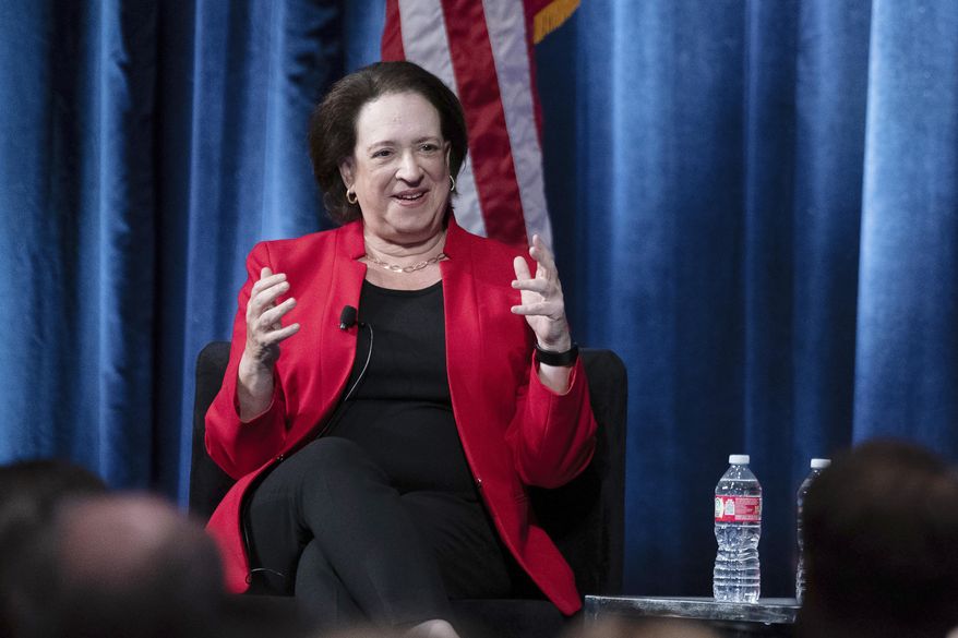 U.S. Supreme Court Justice Elena Kagan sits on a panel at the 2024 Ninth Circuit Judicial Conference in Sacramento, Calif., Thursday July 25, 2024. Kagan became the first member of the Supreme Court to call publicly for beefing up the court’s new ethics code by adding a way to enforce it. (AP Photo/Rich Pedroncelli)