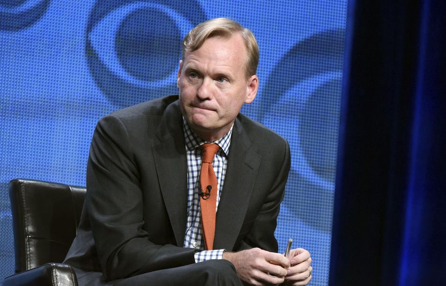 Political Director for CBS News John Dickerson participates in the CBS News panel at the CBS Summer TCA Tour in Beverly Hills, Calif., Aug. 10, 2015. Dickerson and Maurice DuBois will co-anchor the “CBS Evening News” following the departure of Norah O'Donnell later this year, the network said Thursday, Aug. 1, 2024. (Photo by Richard Shotwell/Invision/AP) **FILE**