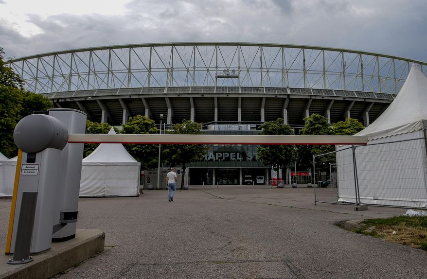Outside view of the Ernst Happel stadium in Vienna on Thursday, Aug.8, 2024. Organizers of three Taylor Swift concerts in the stadium in Vienna this week called them off on Wednesday after officials announced arrests over an apparent plot to launch an attack on an event in the Vienna area such as the concerts. (AP Photo/Heinz-Peter Bader)