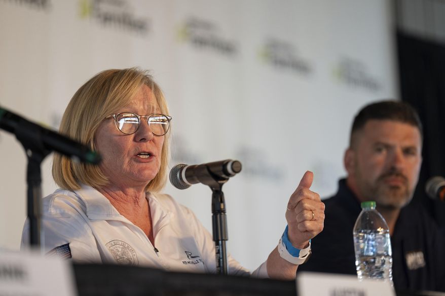 U.S. Rep. Michelle Fischbach, R-Minn., speaks during a Congressional candidate forum at Farmfest in Morgan, Minn., Tuesday, Aug. 6, 2024. (Shari L. Gross/Star Tribune via AP) **FILE**