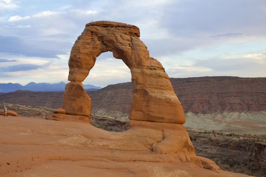 Delicate Arch, the most widely recognized of Utah's more than 6,000 natural arches, is seen in Arches National Park near Moab, Sept. 22, 2020. (AP Photo/Hannah Schoenbaum)