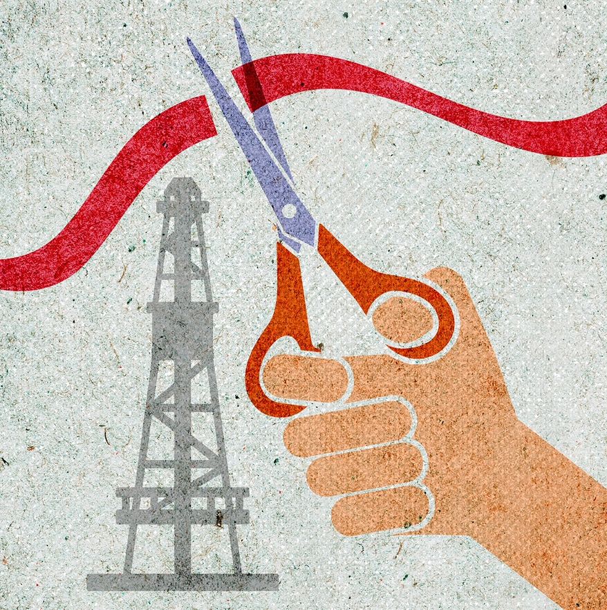 Energy Permitting Reform illustration by Gregory Groesch, The Washington Times