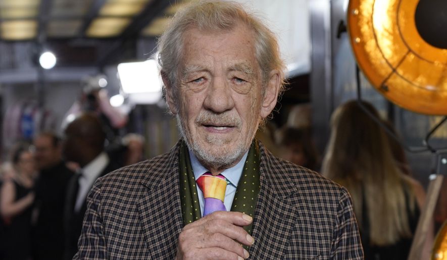 Ian McKellen, poses for photographers upon arrival at the European Premiere of the The Critic, in London, Monday, Sept. 2, 2024. (AP Photo/Alberto Pezzali)