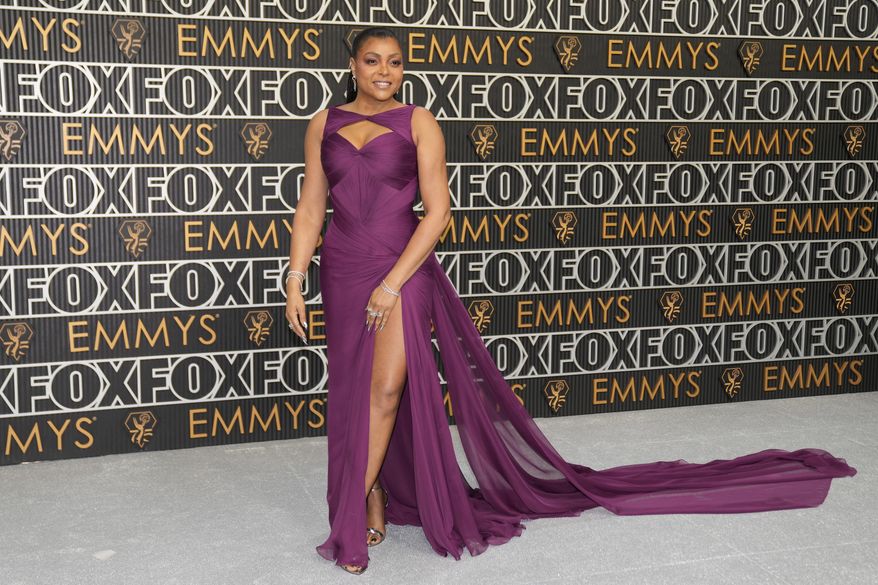 FILE - Taraji P. Henson arrives at the 75th Primetime Emmy Awards, Jan. 15, 2024, at the Peacock Theater in Los Angeles. (AP Photo/Ashley Landis, File)