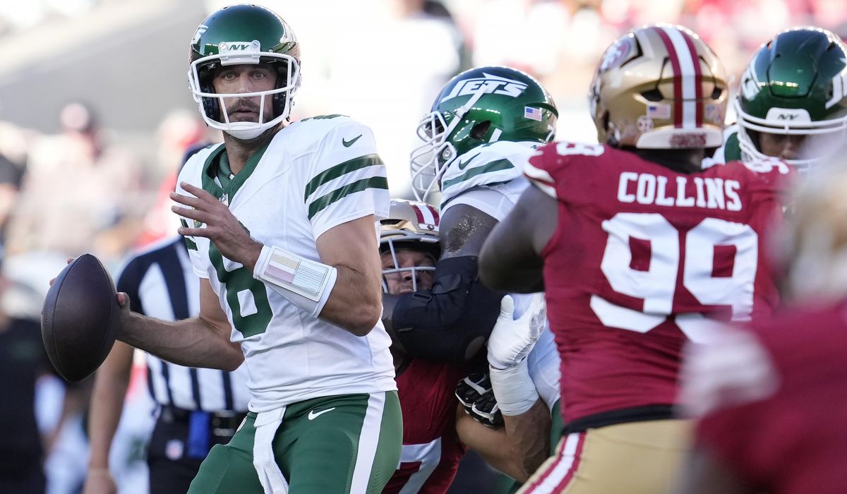 NextImg:49ers spoil Aaron Rodgers’ return with 32-19 win over Jets