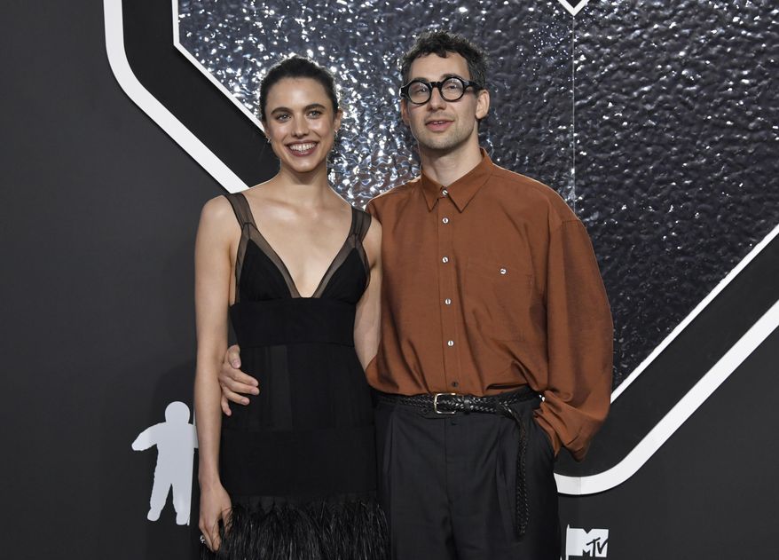 Margaret Qualley, left, and Jack Antonoff arrive at the MTV Video Music Awards on Wednesday, Sept. 11, 2024, at UBS Arena in Elmont, N.Y. (Photo by Evan Agostini/Invision/AP)