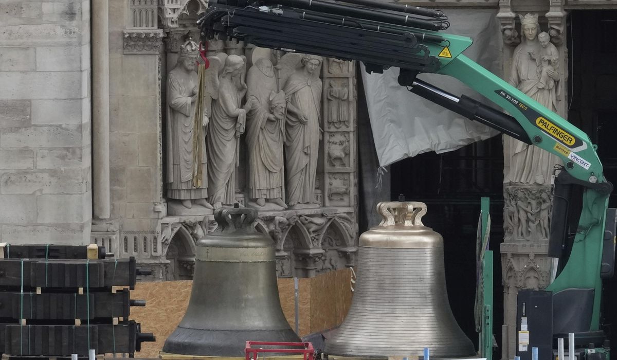 NextImg:The bells are back at Notre Dame Cathedral in Paris. They’ll ring for the post-fire reopening