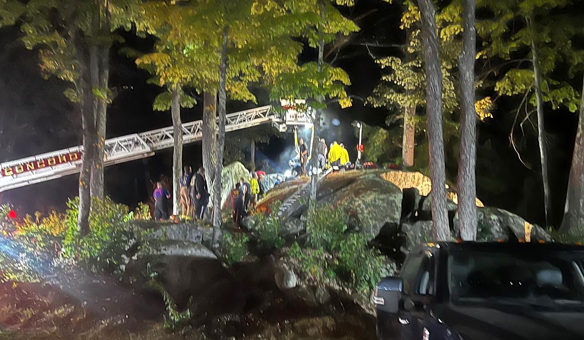 NextImg:Boy saved after getting stuck for nine hours between two boulders in New Hampshire