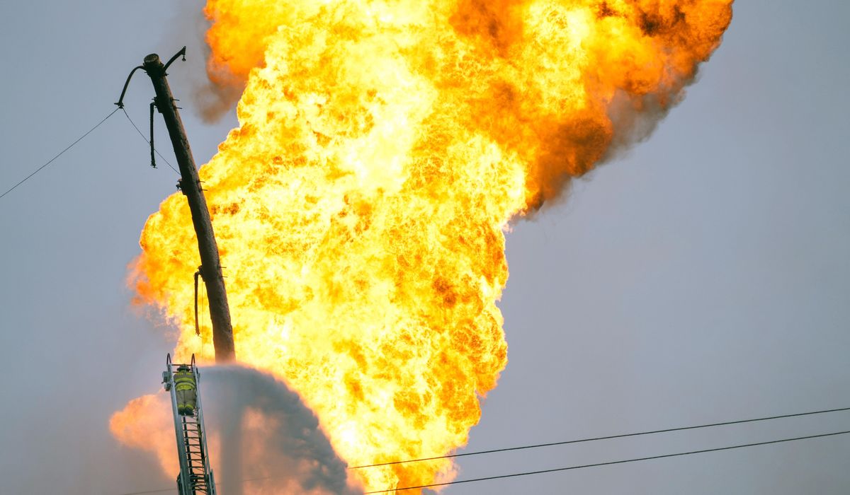 NextImg:Flames from massive pipeline fire near Houston subside but continue burning