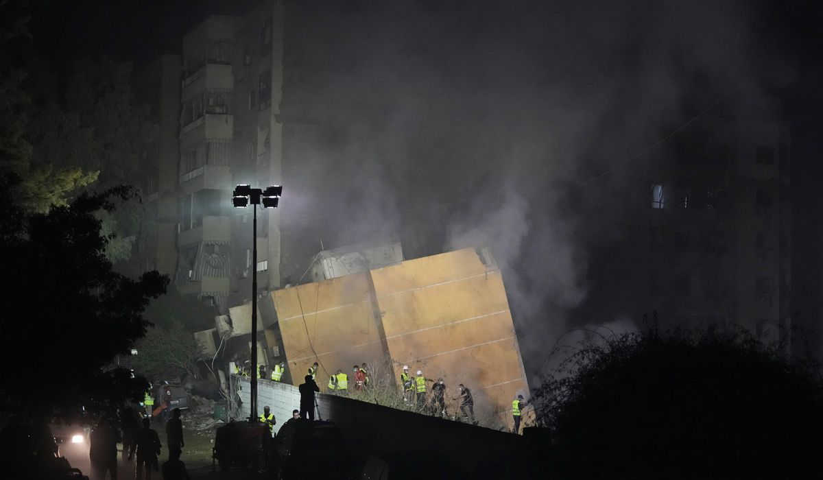 NextImg:Israel says it struck Hezbollah headquarters in huge explosion that killed at least 2 people