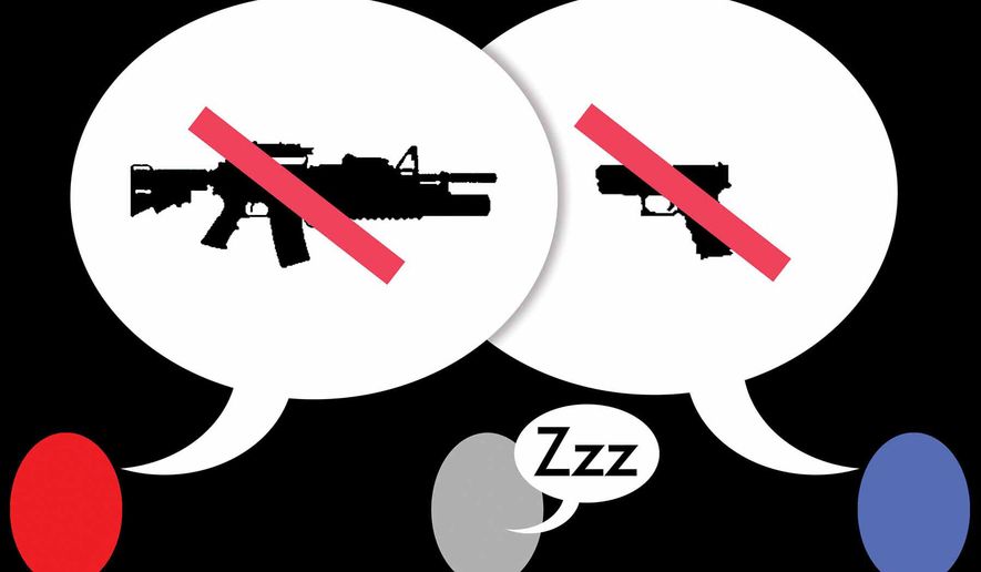 Misinformation on gun control illustration by Alexander Hunter/The Washington Times