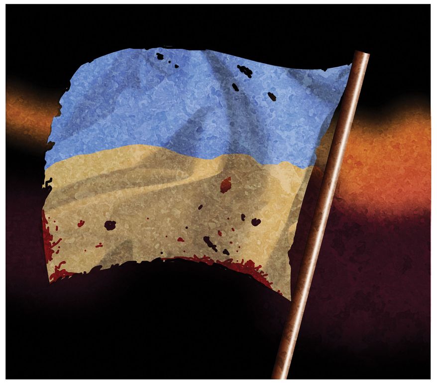 Ukraine and Russia war illustration by Alexander Hunter/The Washington Times