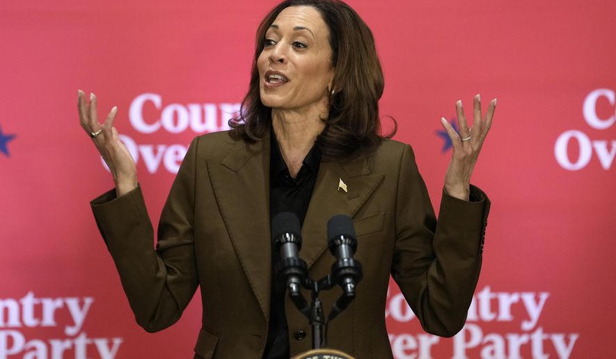 Democratic presidential nominee Vice President Kamala Harris speaks at a campaign event Friday, Oct. 11, 2024, at the Grayhawk Golf Club in Scottsdale, Ariz. (AP Photo/Ross D. Franklin)