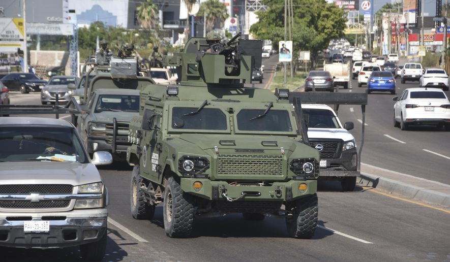 National Guards patrol the streets in Culiacan, Sinaloa state, Mexico, Monday, Oct. 14, 2024. (AP Photo)